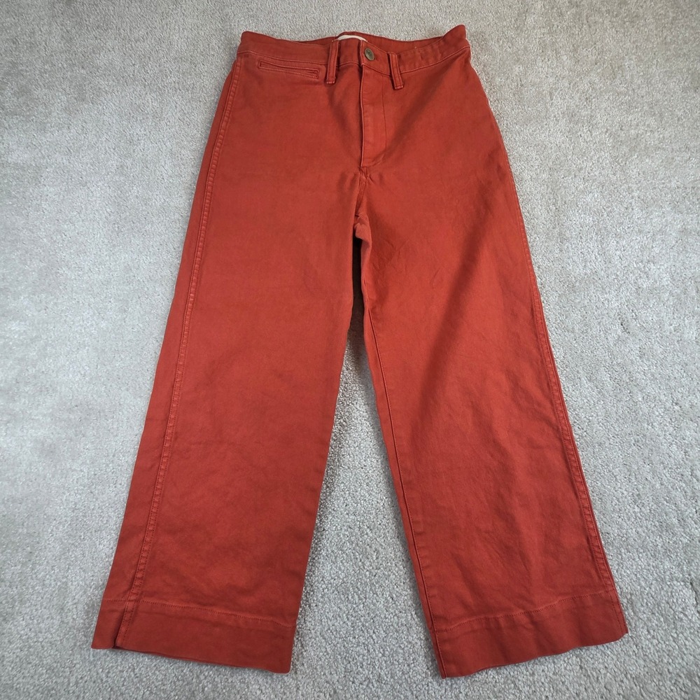 Madwell Slim Emmett Wide-Leg Crop Pants Burnt Orange Rust High Rise Womens 28